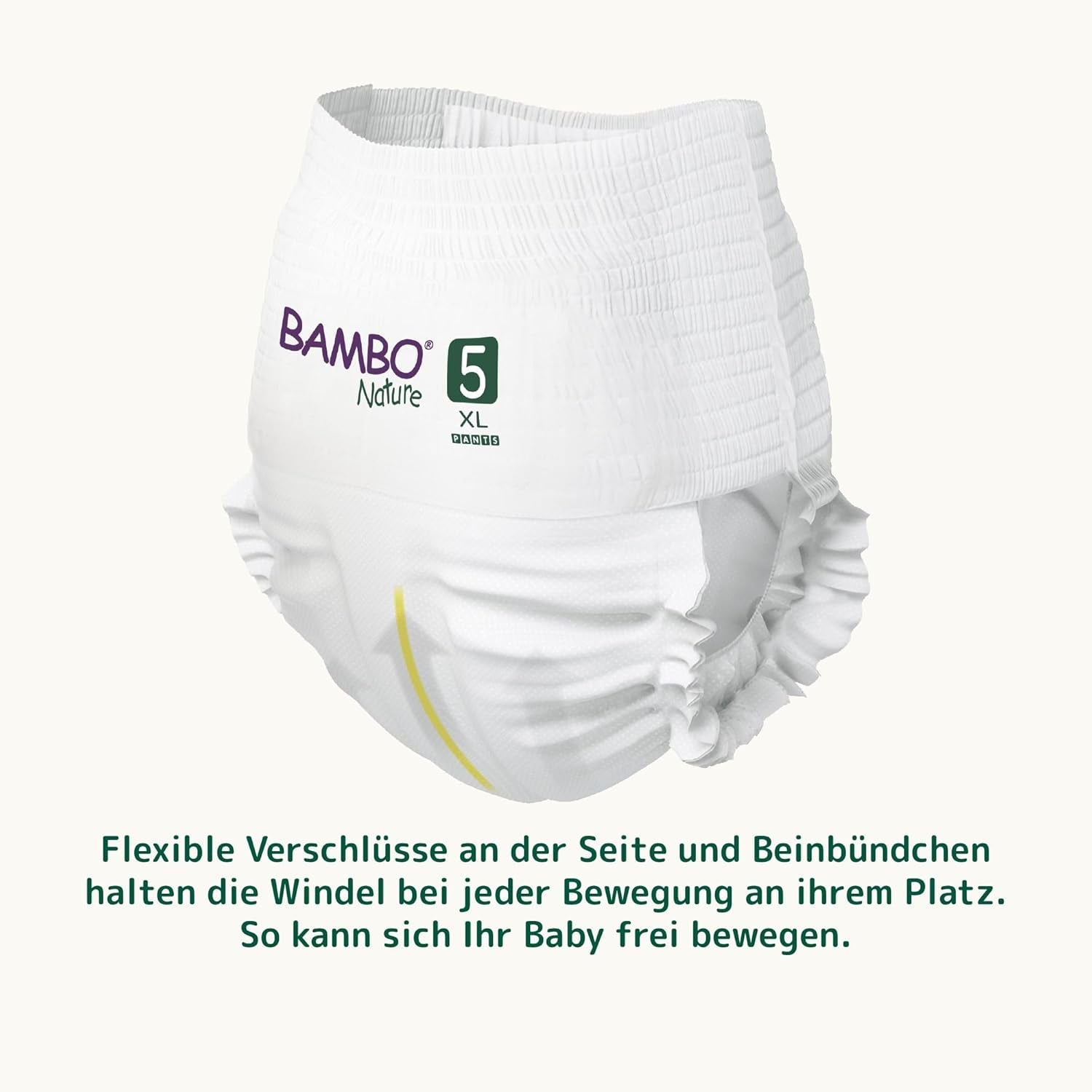 Couches Bambo Nature, taille 5 (11-17kg) - Boîte mensuelle de 95 | Couches avec protection améliorée contre les fuites | Confort et liberté ultimes pour les enfants actifs | Couches testées dermatologiquement