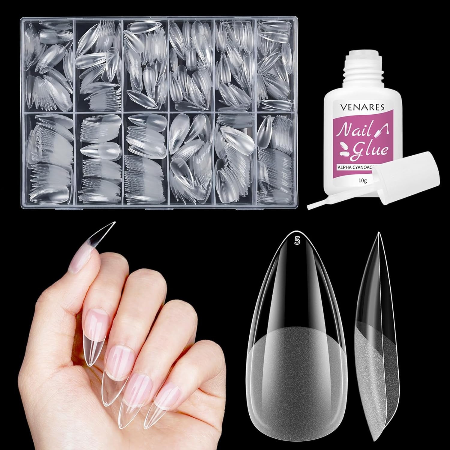 Faux ongles courts ballerine, 500 pièces, colle sur 12 tailles, ongles artificiels, Gel doux et court, couverture complète, pointes pour ongles en Gel courts S