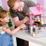 Olivia's Little World 360 Maison de poupée en bois pour enfants, poupées de 8,9 cm et 12 accessoires, multicolore TD-13260C