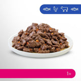 Sélection de nourriture humide Perfect Fit Adult 1+ au saumon, poissons d'eau profonde, bœuf et poulet, 48 sachets, 12x85g (paquet de 4) - Nourriture humide premium pour chat adulte à partir de 1 an
