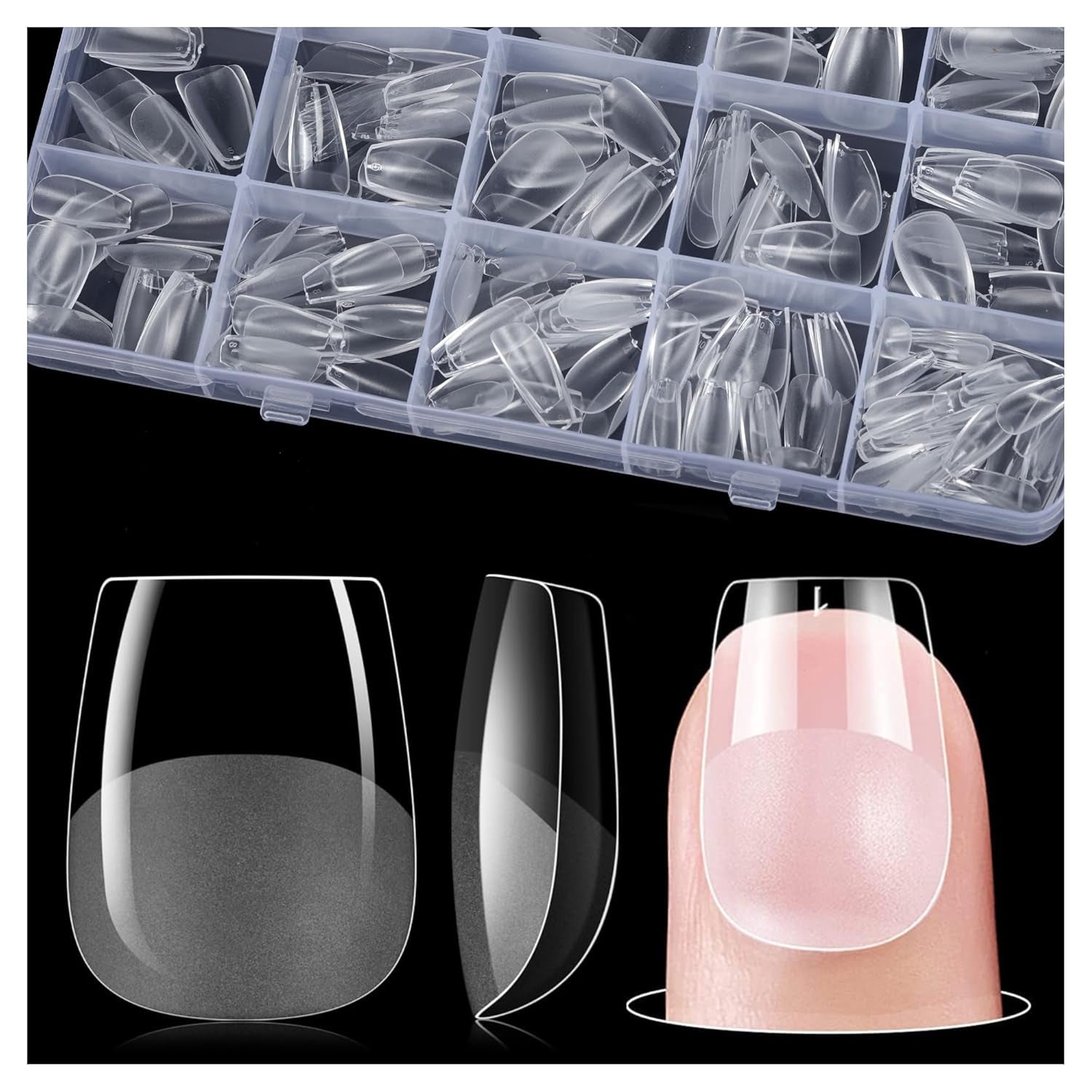Gelike Ec Ongles courts en amande – Ongles souples à couverture complète, ongles artificiels pré-polis pour extensions d'ongles, studio de manucure à domicile, salon de bricolage, 120 pièces, 12 tailles