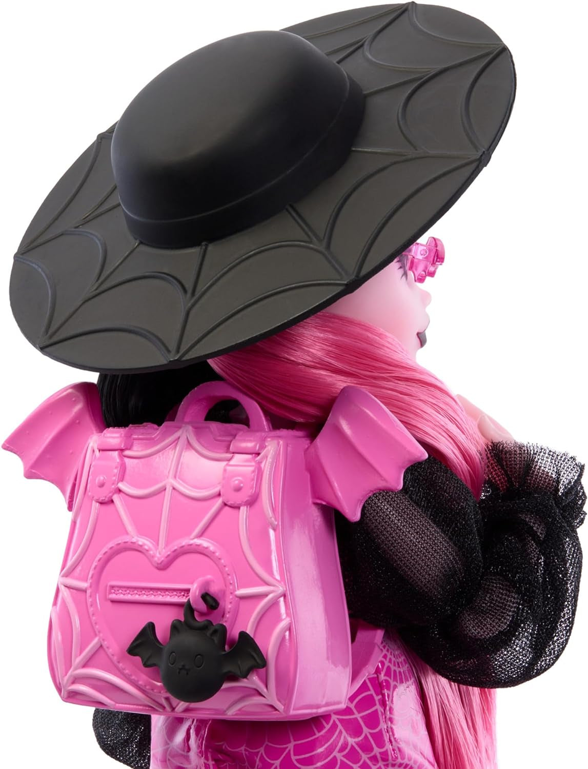 Poupée Monster High Draculaura avec son animal de compagnie Count Fabulous, chat chauve-souris et accessoires tels que sac à dos, livre de sorts, boîte à bento et plus encore, HRP64 Naty Shop Dolls