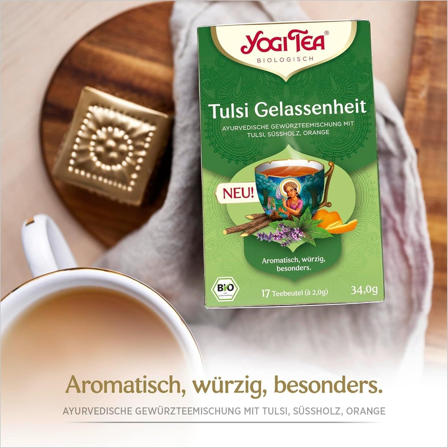Yogi Tea - Tulsi Serenity Tisane ayurvédique biologique sans caféine Mélange Tulsi "Saint" Basilic Réglisse et Orange Yogi Tea 3 Pack 3X17 Sachets de thé (51 Sachets de thé)