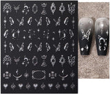 Autocollants d'ongles métalliques argentés 3D, autocollants d'ongles pour femmes, étoile, lune, soleil, feuille d'ongles, autocollants auto-adhésifs, autocollants d'ongles papillon, autocollants d'ongles, accessoires de conception d'ongles, 8 pièces