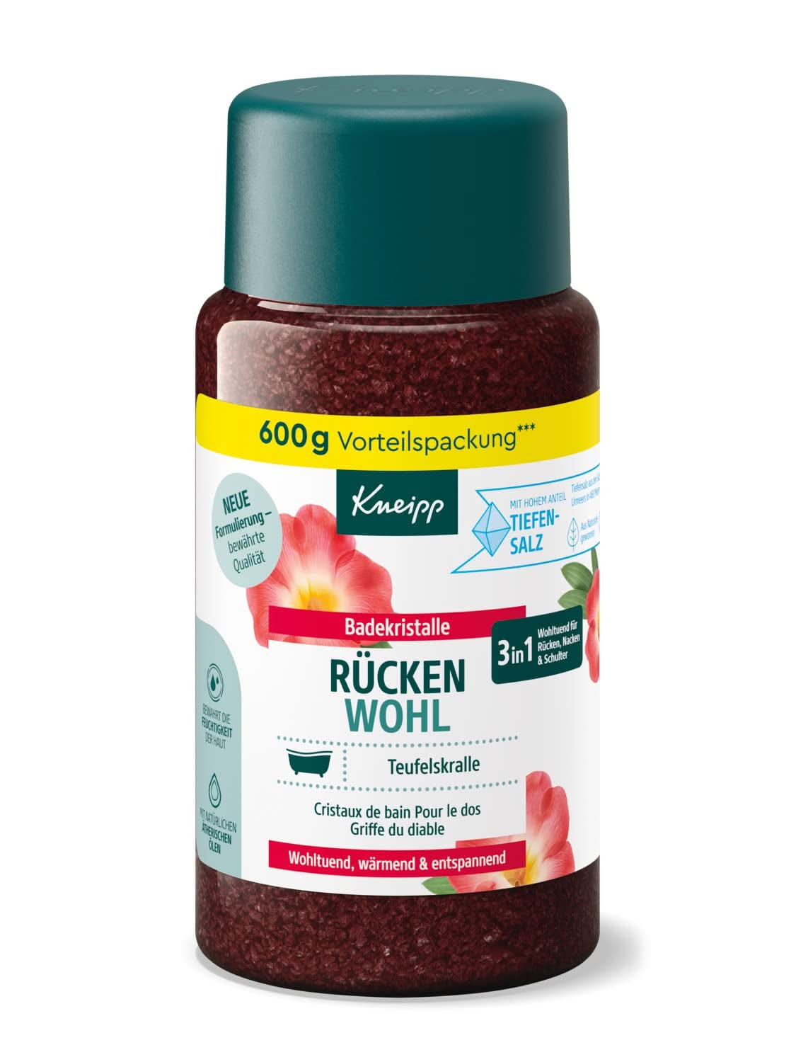 Sels de bain Kneipp à l'extrait de griffe du diable - Sel naturel de Luisenhall et huiles essentielles de lavande et de cajeput pour le cou et les épaules - 600G Douche et bain Naty Shop