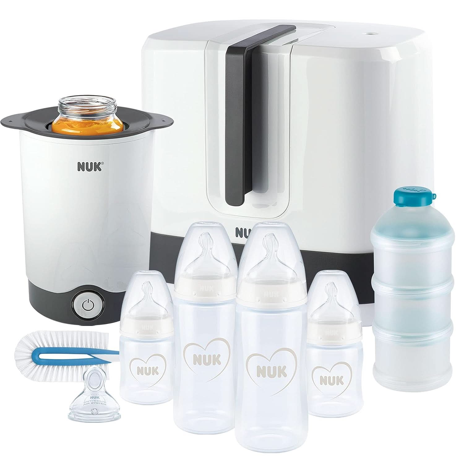Ensemble tire-lait manuel NUK, oreiller en silicone souple, 2 biberons parfaitement assortis, 150 ml Aliments pour bébé et accessoires d'allaitement Naty Shop First Choice+ Set