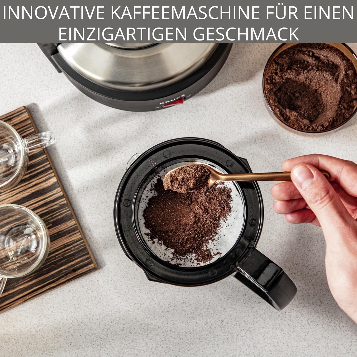 Machine à expresso à filtre Krups T8, 850 watts, arrêt automatique, 8 à 12 tasses, capacité 1 L, filtre permanent, interrupteur marche/arrêt lumineux, facile à utiliser, noir, KM4689