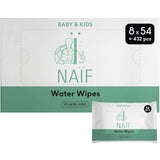 Naïf Feuchttücher sans plastique 432 pièces (8Er X 54 Feuchttücher) - Pflege Für Babypo, Körper Und Gesicht - 99% Aus Wasser - 0% Parfum et alcool - Nachhaltige Feuchttücherbox Eukalyptus Sensitiv Naty Shop 54 Stück (8Er Pack) Eau