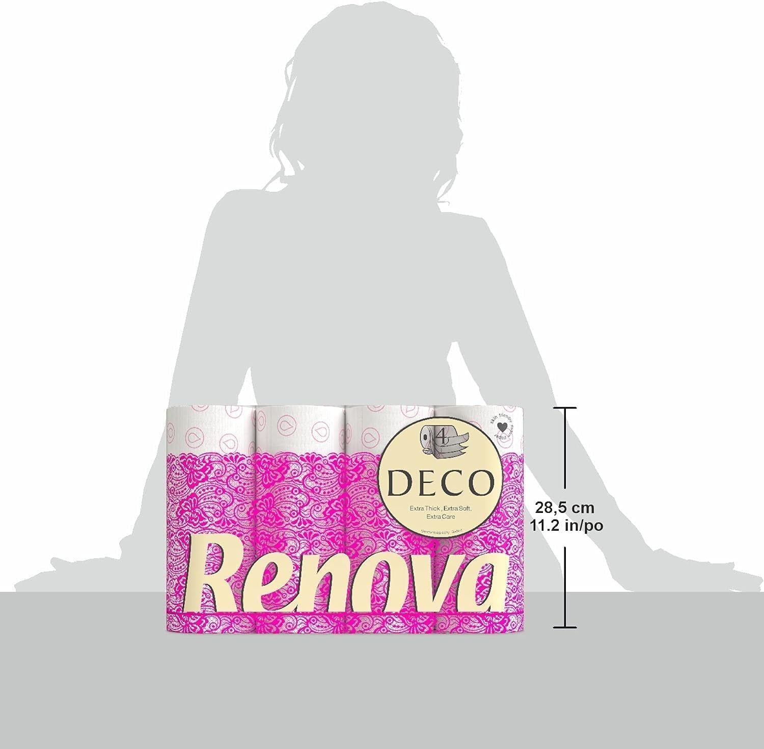 Papier toilette Renova 4 couches blanc décoré parfumé - 12 rouleaux rouleau Blanco Decorado Perfumado