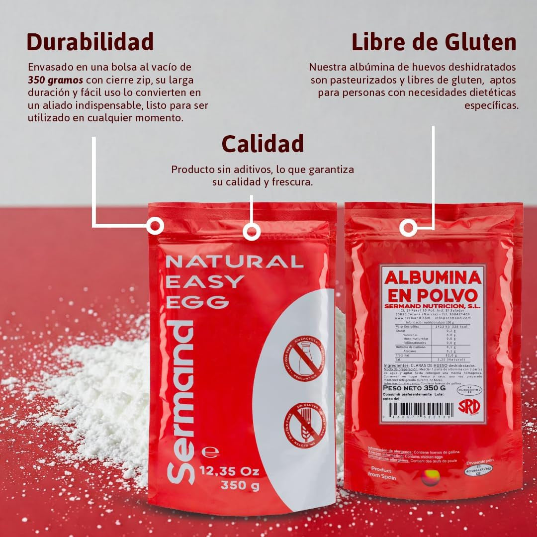 Poudre d'Eiklar (350g) | Getrocknetes Eiklar Pulver | Eialbumine pour le dos et la cuisine | Ohne Zusatztoffe | Emballage en sachet zippé sans lactose
