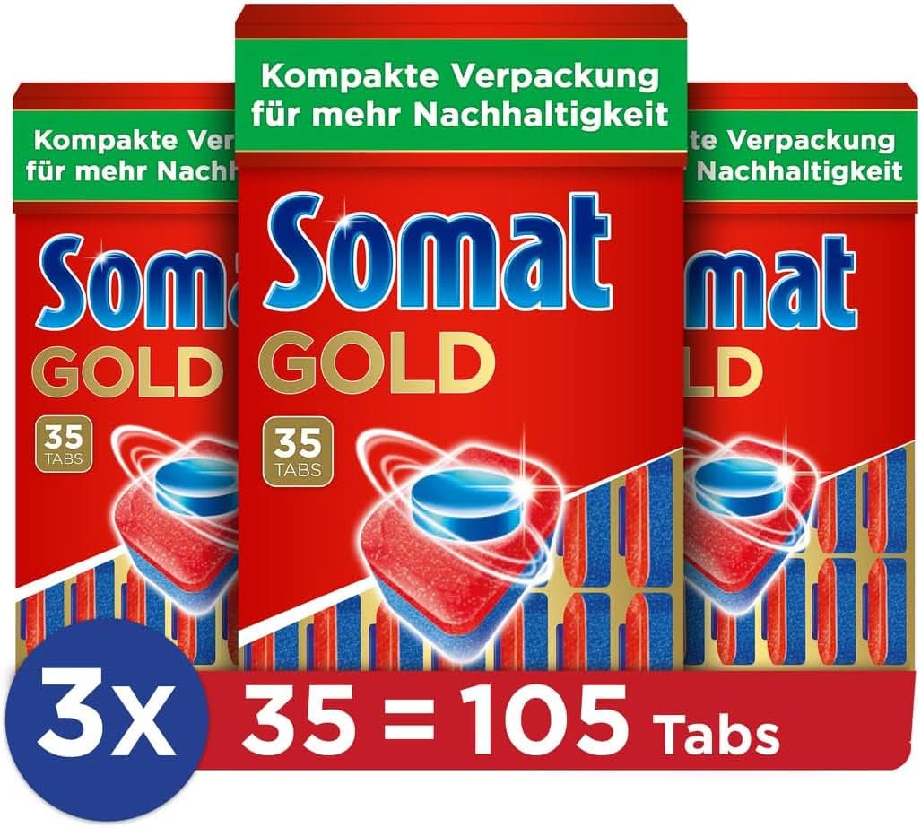 Tablettes Somat Gold pour lave-vaisselle (105 tablettes) Détergents de cuisine Naty Shop 105 capsules -