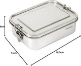 Wenco Boîte à lunch en acier inoxydable 2 compartiments Grande capacité 850 ml Boîte à lunch Étanche Passe au lave-vaisselle Comprenant un anneau de remplacement en silicone 18,5 x 14 x 5,5 cm Argent (Paquet de 2) Boîtes de conservation des aliments Naty Shop