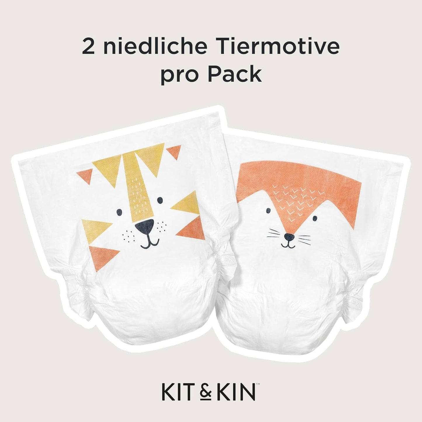 Couches Kit & Kin Premium, taille 4 (9-14 kg), 128 pièces, à base de plantes et hypoallergéniques, protection fiable contre les fuites, végétaliennes et sans cruauté envers les animaux