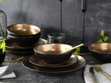 CreaTable, 23598, Série GLAMOUR - Or, Service de table 16 pièces, Service combiné en porcelaine, Passe au lave-vaisselle et au micro-ondes, Fabrication de qualité