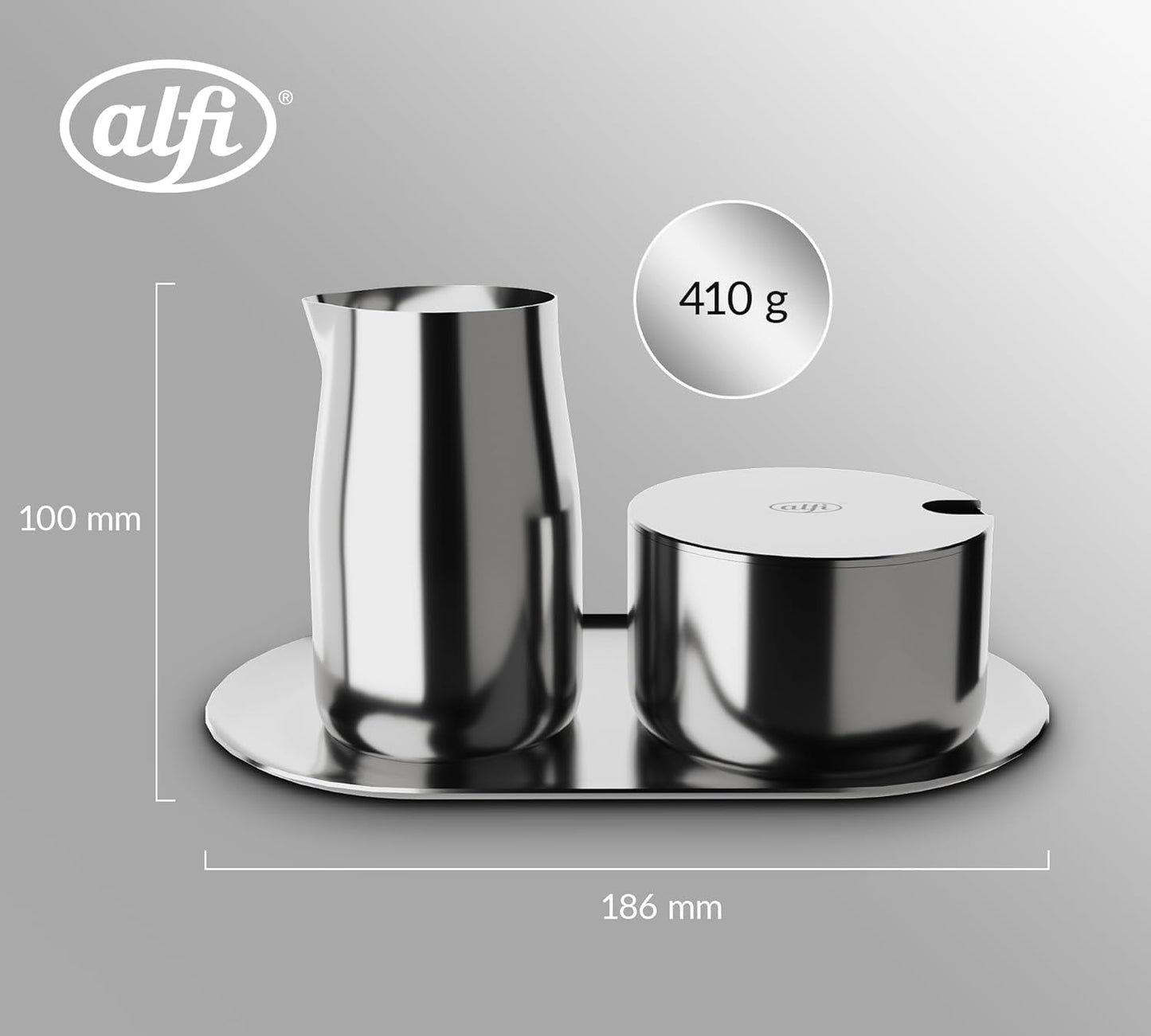 ENSEMBLE À LAIT ET SUCRE Alfi Ensemble à lait et sucre en acier inoxydable poli de haute qualité, design élégant, passe au lave-vaisselle, durable