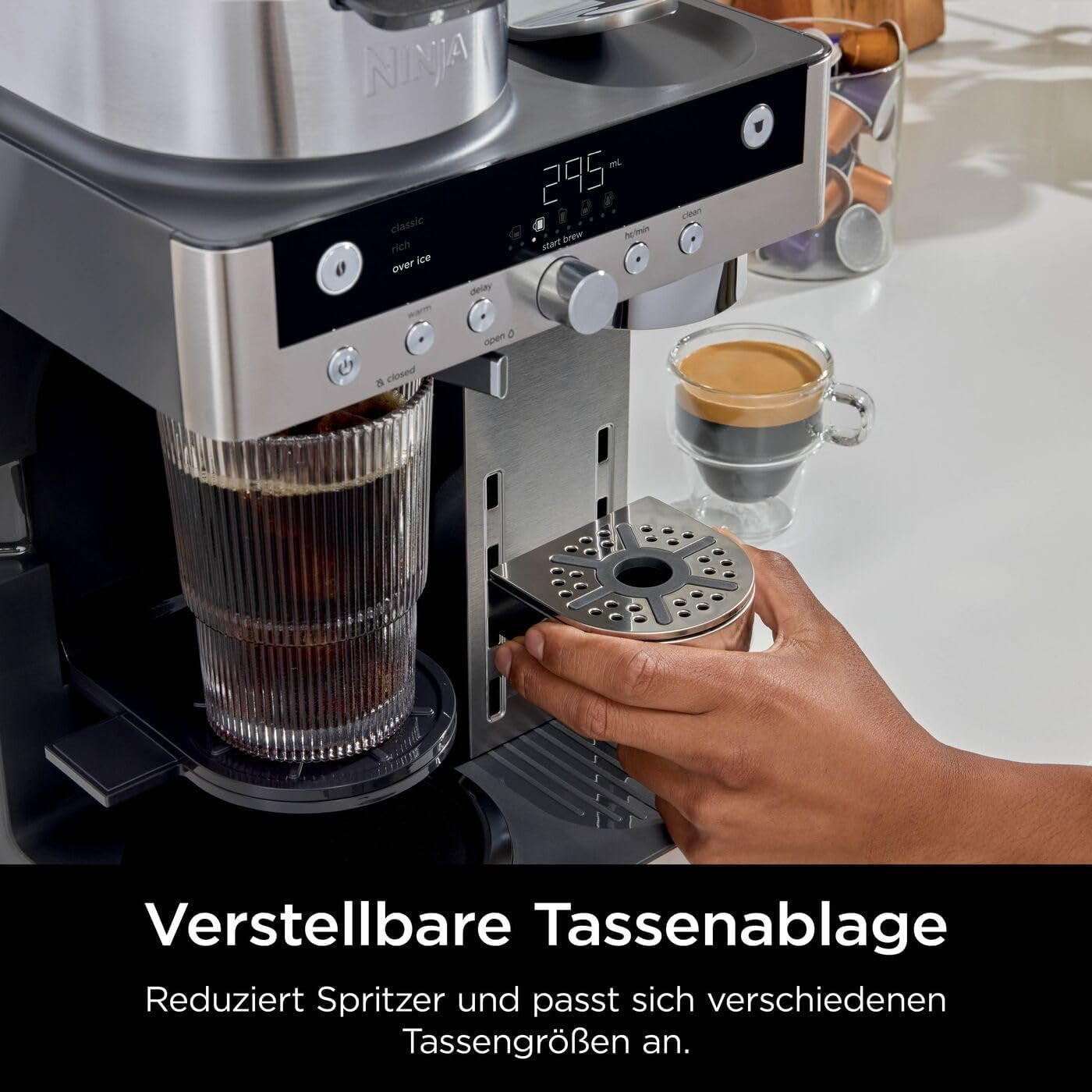 Ninja Prestige Cafetière filtre 2 en 1 avec capsules et mousseur à lait intégré, pour latte, café glacé et Flat White, noir CFN802EU