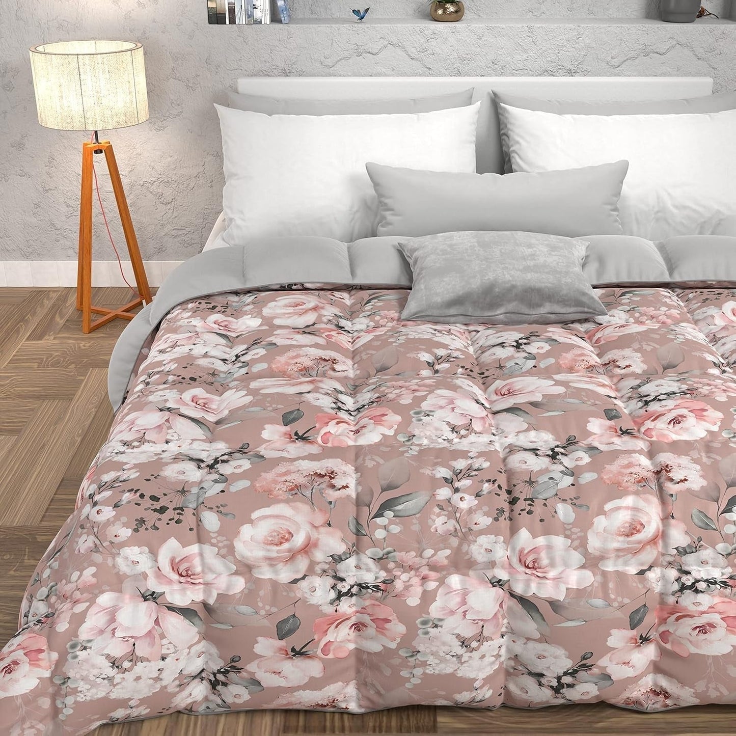 PETTI Artigiani Italiani - Couette d'hiver, Couette d'hiver, Couette simple, Double face, Impression monochrome et numérique, microfibre 100% hypoallergénique, Fabriqué en Italie