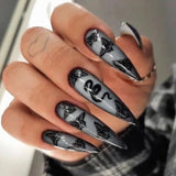 Mouyouglow longs ongles Stiletto laiteux blanc dégradé rose paillettes Cool faux ongles avec colle rose Ombre paillettes ongles artificiels