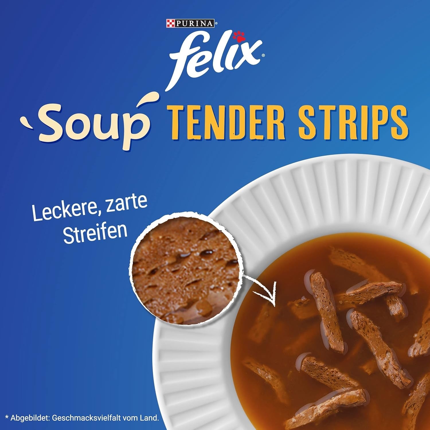 Bandelettes de soupe Felix, soupe pour chat, variété mixte, paquet de 8 (8 x 6 sachets de 48 g chacun)