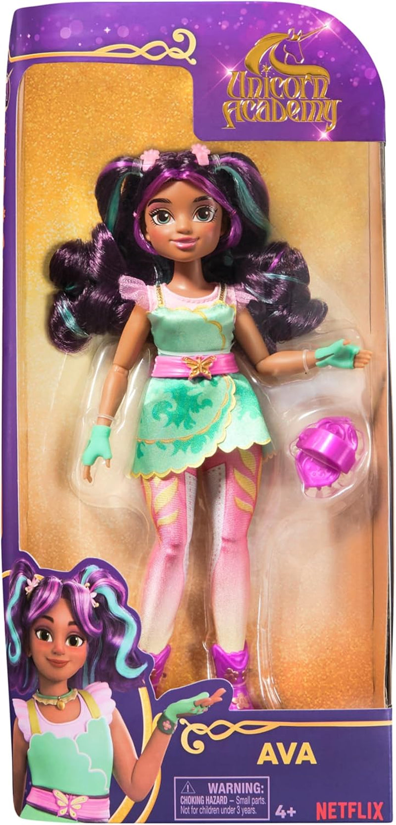 Unicorn Academy Ankleidepuppe Ava - la poupée originale pour la série Netflix fidèle, 24 cm de gros et avec 7 accessoires pour un jeu de rôle fantastique, pour les enfants de 4 ans