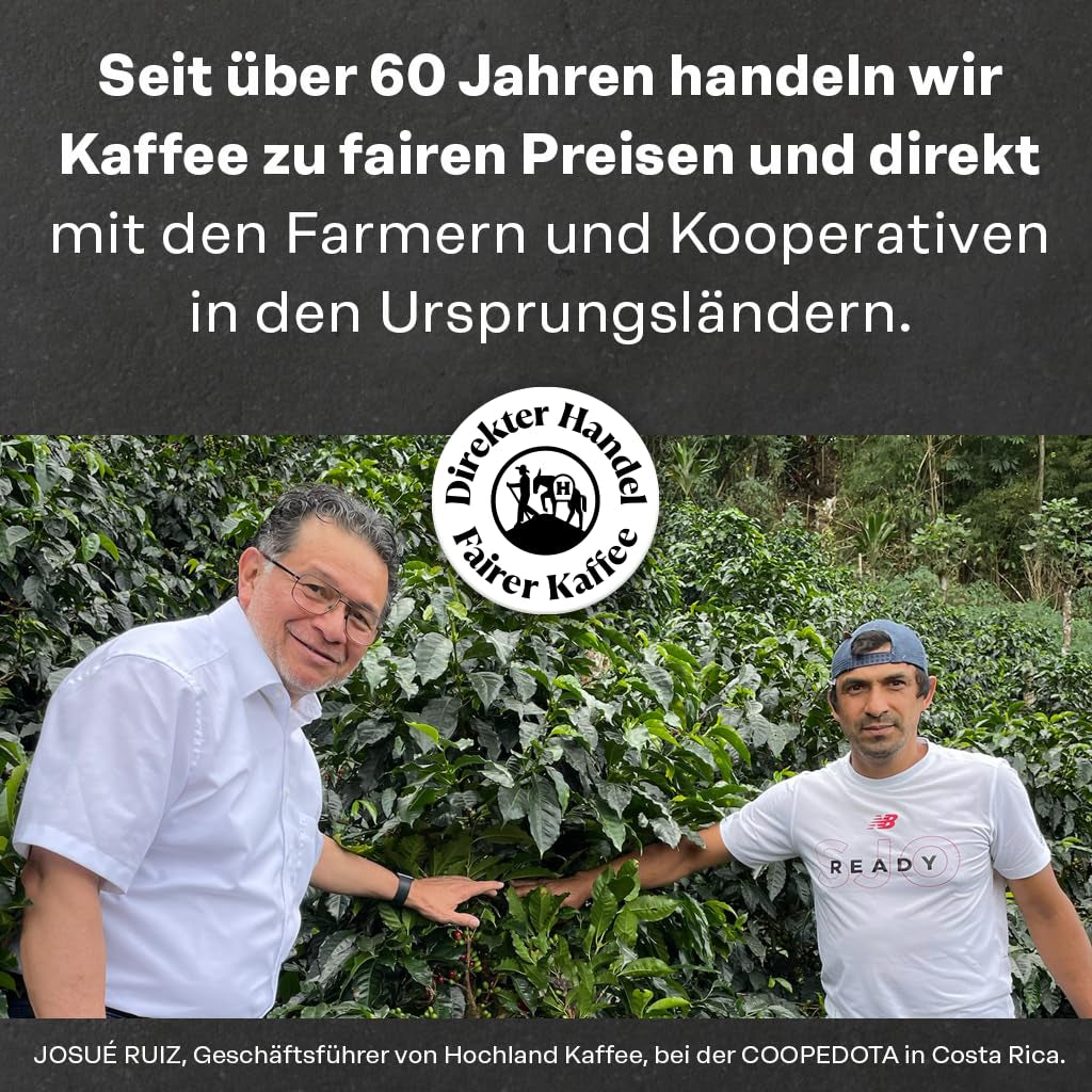 Hochland Kaffee - Holanka Crema - 250g Kaffeebohnen - Vente directe durable - Parfait pour les machines entièrement automatiques et les Siebträger - Goût aromatique plus doux - Meilleure qualité du Pérou