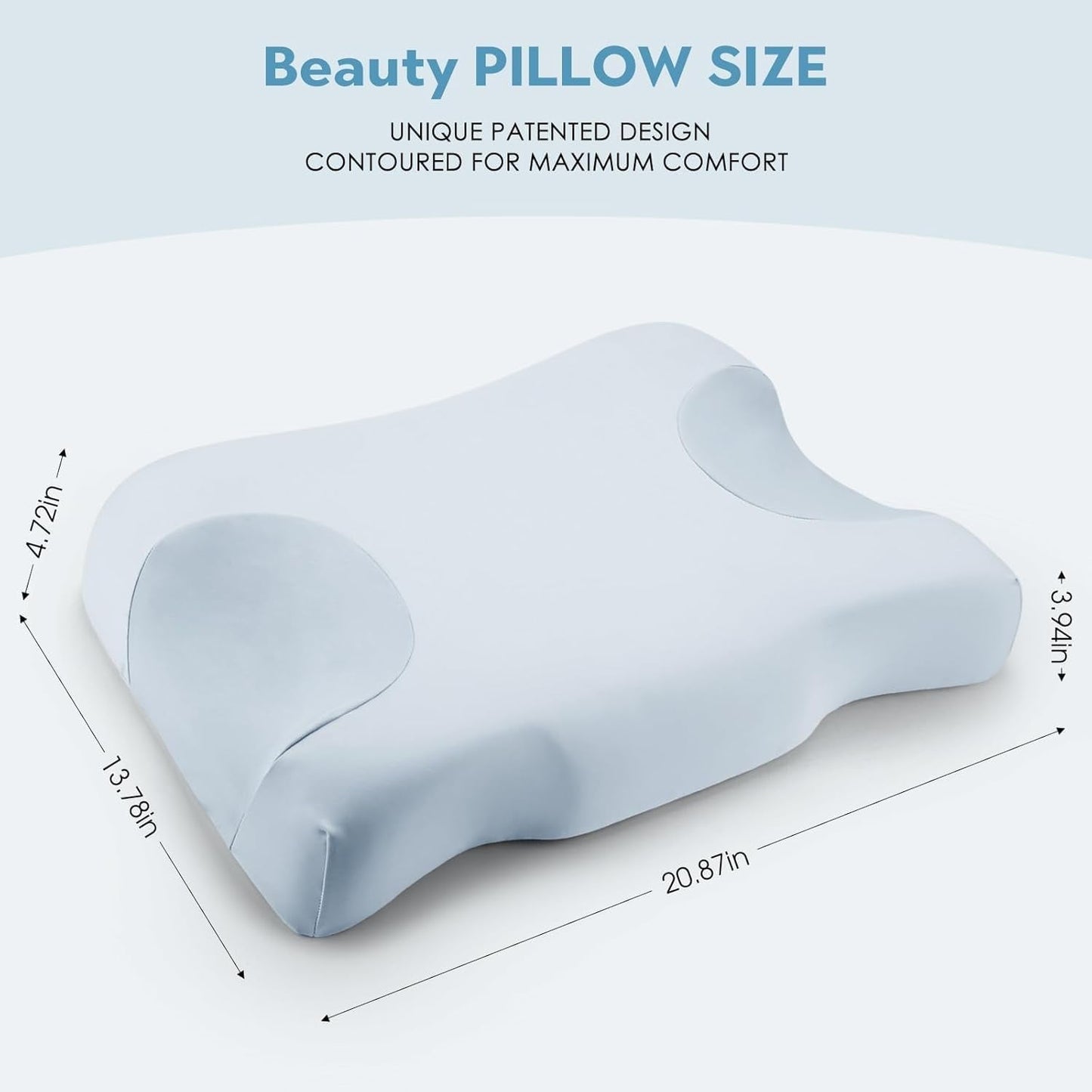 Royalisneeo Oreiller de beauté pour douleurs du dos, du ventre et des côtés Oreiller pour douleurs au cou et aux épaules Oreiller anti-rides Anti-âge en mousse à mémoire de forme Bleu (standard) Oreillers orthopédiques cervicaux Naty Shop