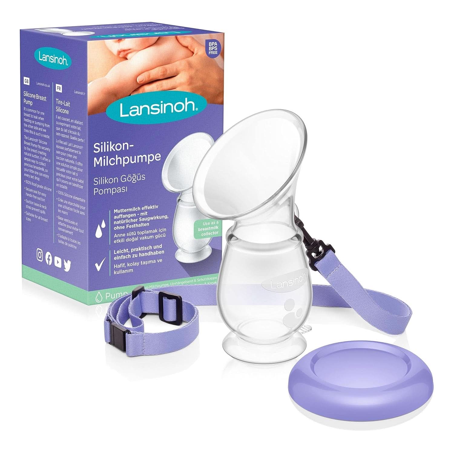 Lansinoh Silikon Milchpumpe & Muttermilchauffänger - Angenehmes & Extrem Weiches Silikon - Rettet Jeden Tropfen Muttermilch - Alternative Zu Milchauffangschalen, 1 Stück (1Er Pack) Accessoires Alimentation et allaitement Bebe Naty Shop Single Silikon-Milchpumpe Muttermilchauffänger