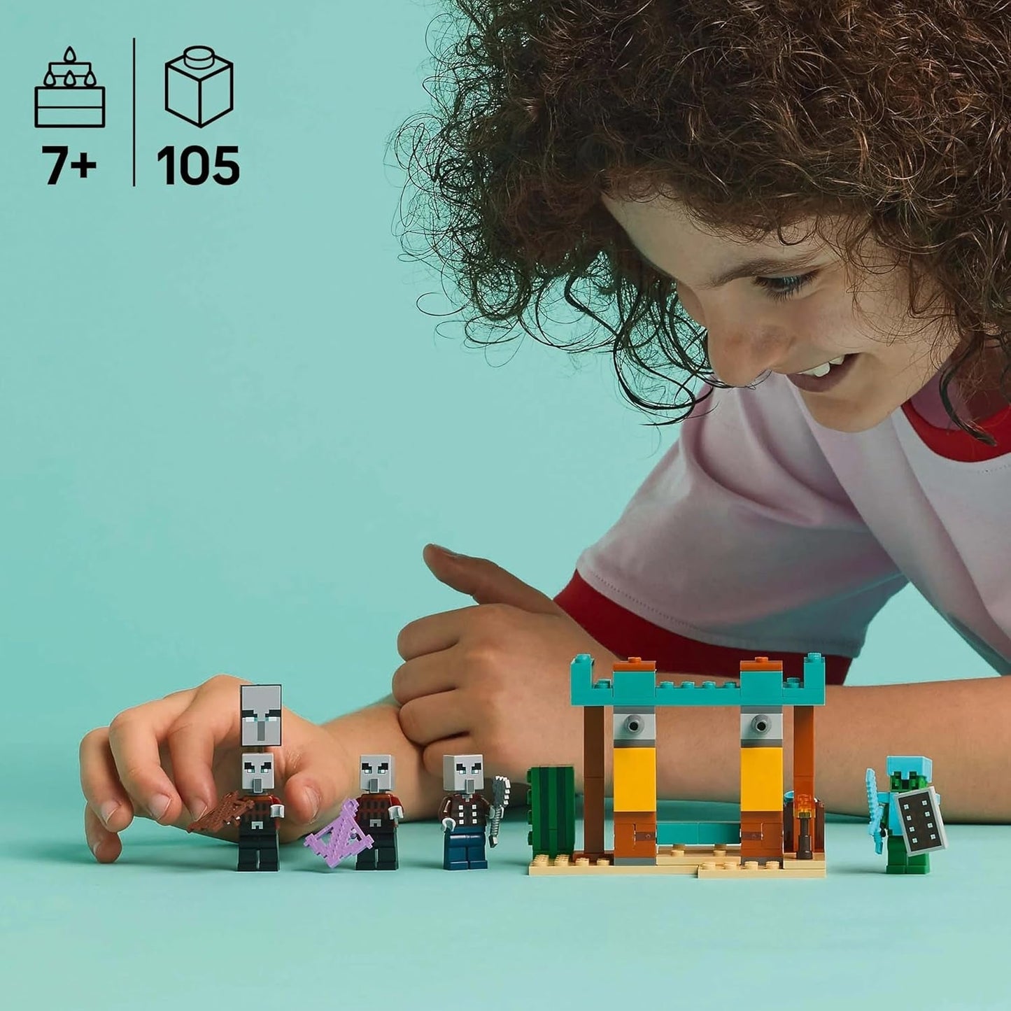 LEGO Minecraft The Illager Desert Patrol Jeu vidéo pour enfants, mini jouet Outpost et trois figurines dont le Pilleur, le Serviteur et le Chevalier Cactus 21267 Ensembles de construction Besuche den LEGO-Store