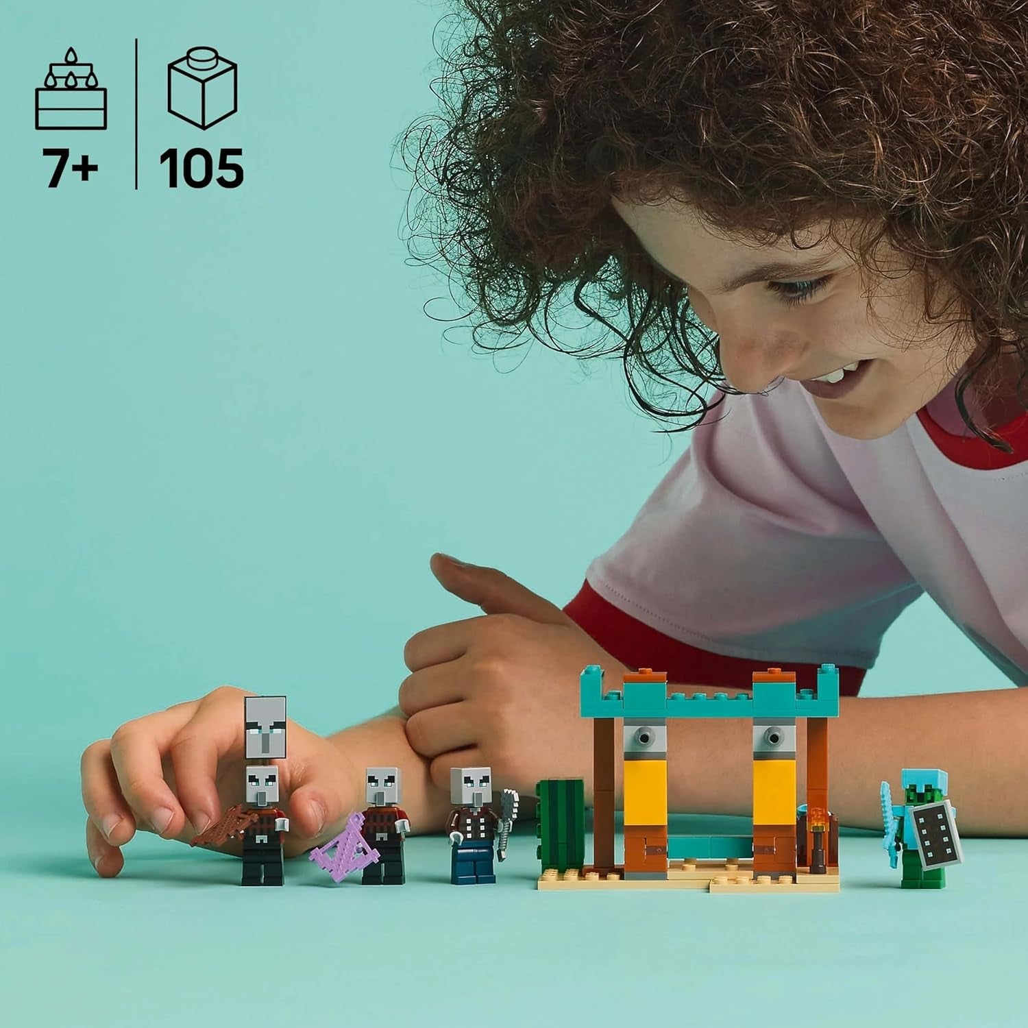 LEGO Minecraft The Illager Desert Patrol Jeu vidéo pour enfants, mini jouet Outpost et trois figurines dont le Pilleur, le Serviteur et le Chevalier Cactus 21267 Ensembles de construction Besuche den LEGO-Store