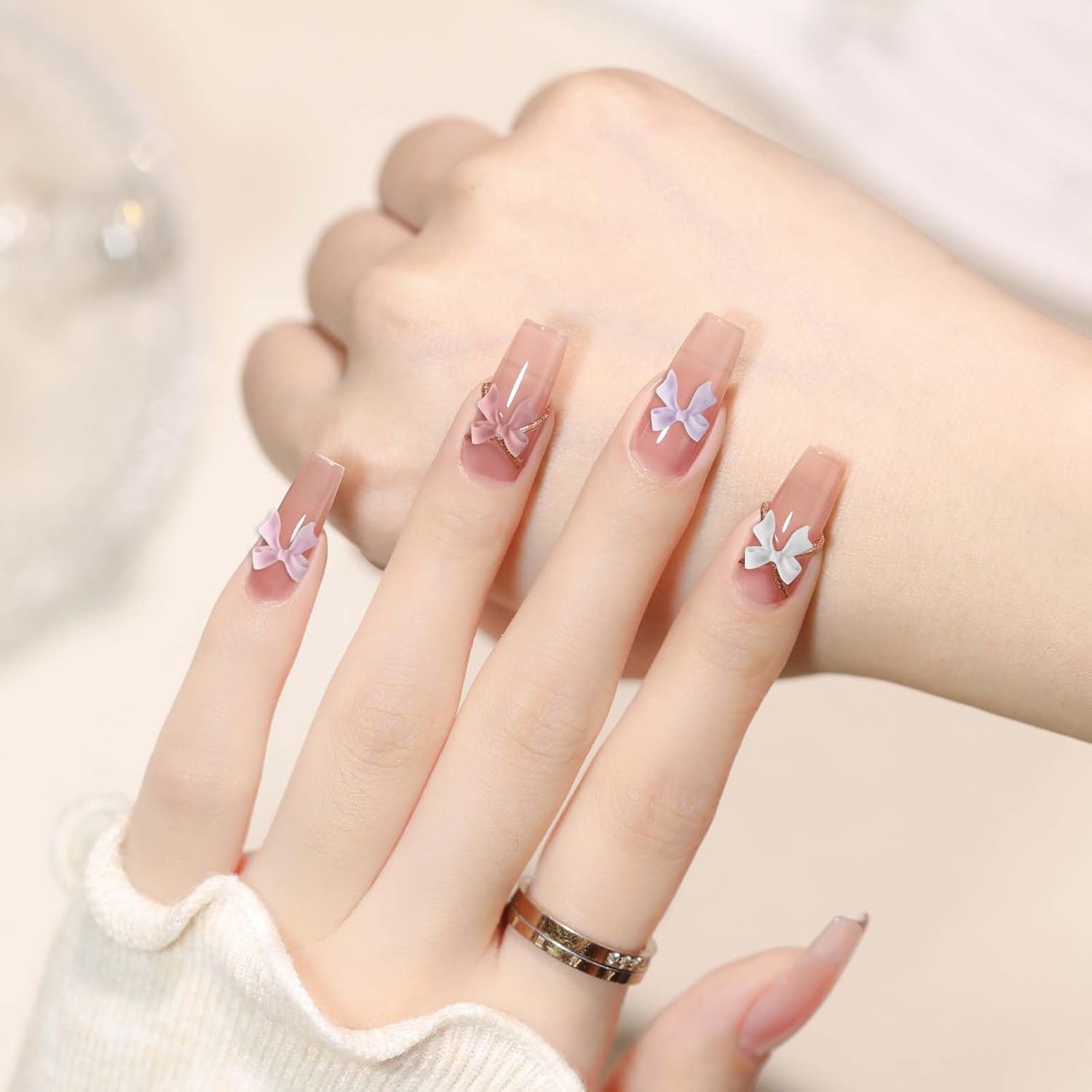 100 pièces Ensembles de décorations d'ongles 3D Schleifen Nagelanhänger Nagelkunst Dekorationen Schleife Für Acrylnägel, Süße Kawaii-Schleifenanhänger, Hübsche Nagel-Schleifenanhänger-Dekoration