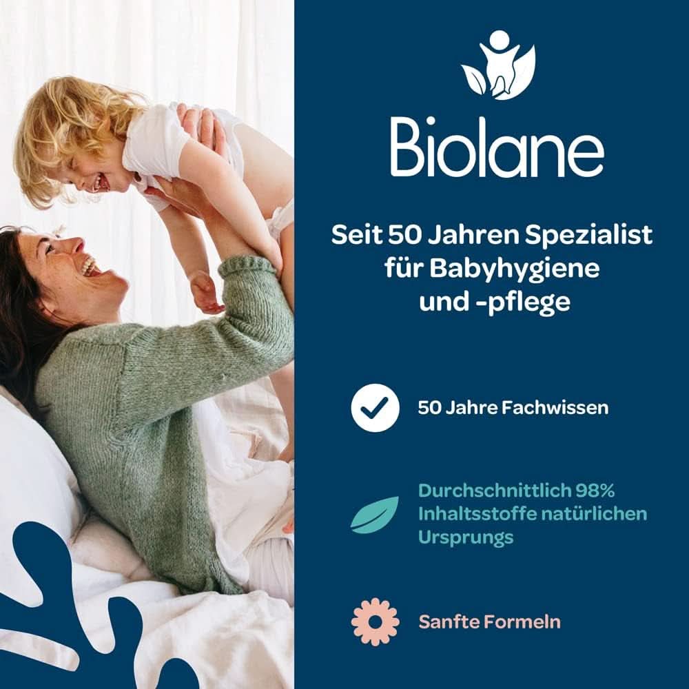 BIOLANE - Feuillage pour bébé avec eau 99,9% - Eau pure - Emballage avec 12 X 48 (576 Feuillage) - Pour Empfindliche Haut - Ab der Geburt - Duftfrei - Wechseln Und Reinigungspflege Naty Shop
