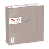 Fato, Serviettes en papier jetables, idéales pour les déjeuners et buffets décontractés, paquet de 50 serviettes, taille 33 x 33, pliées en 4, 2 couches, tourterelle, papier 100 % pure cellulose, certifié FSC