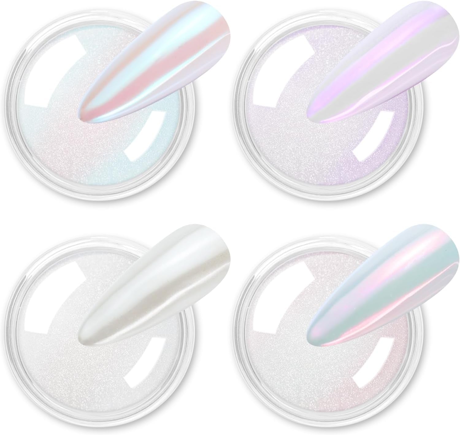 Chrome Nagel Pulver 4 couleurs irisées Aurora Pulver Metallic Spiegel Effet Pigment Nacré Merjungfrau Glitter Einhorn Glitter pour Gel Polish Nail Art Décoration-Purpurgrüner Jadeit