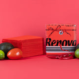 Serviettes en papier Renova, étiquette rouge rouge - 70 serviettes