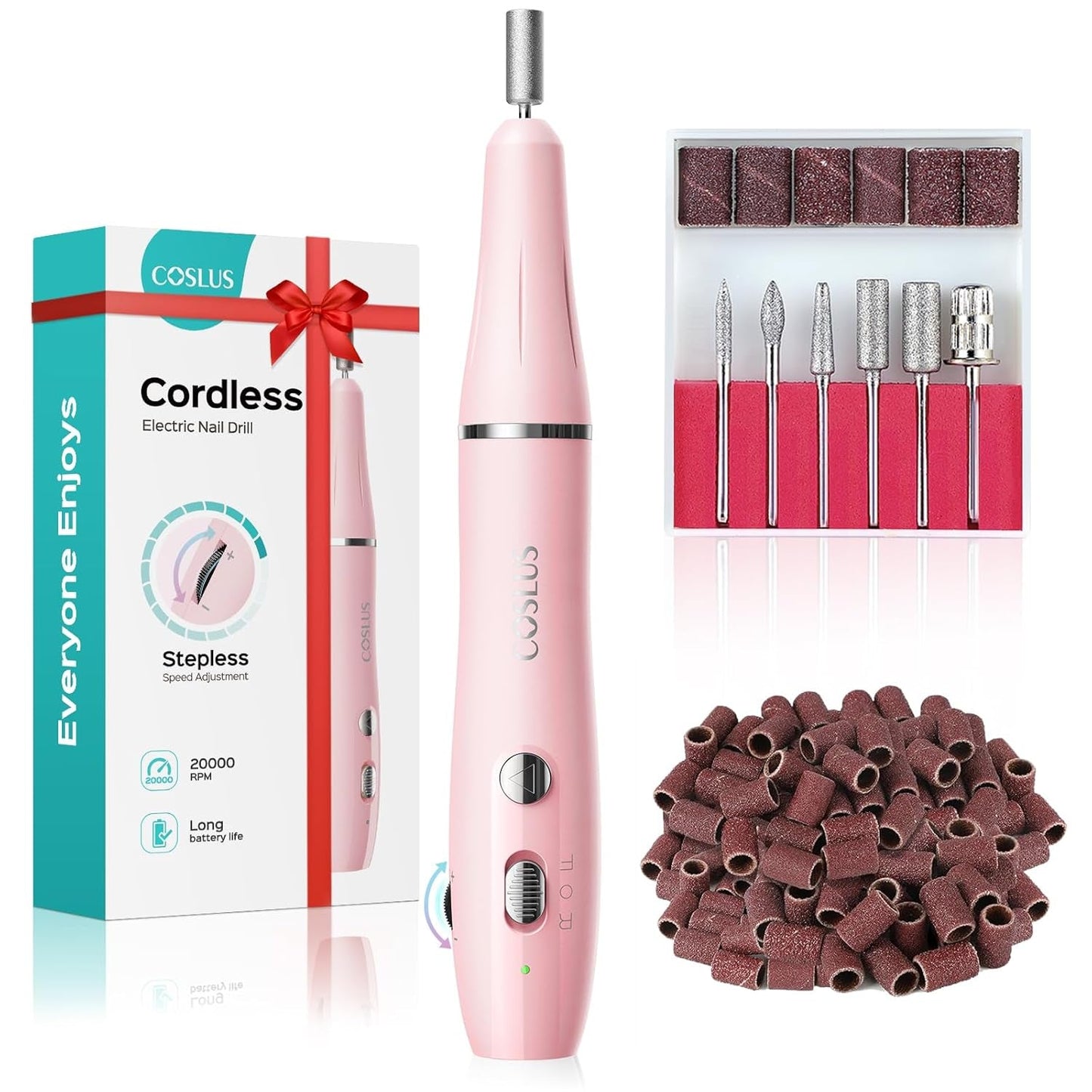 COSLUS Nagelfräser Kabellos Tragbar Für Gelnägel: Elektrische Nagelfeile Stufenlos Geschwindigkeitregelung Für Maniküre Pedicüre Und Acrylnägel Plastik Nail Drill Für Anfänger & Nagelstudio Zuhause