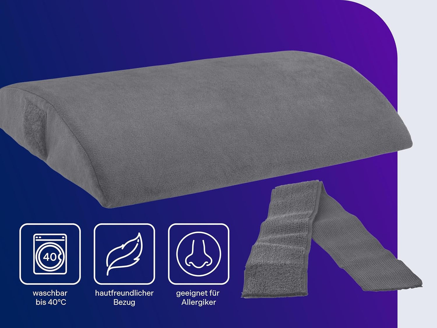 Oreiller orthopédique dorsal/lombaire Traumnacht avec noyau en mousse viscoélastique et housse en micropolaire douce pour la peau, certifié Oeko-Tex, fabriqué selon les normes de qualité allemandes