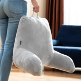 Oreiller de lecture InnovaGoods Huglow avec accoudoir pour canapé, lit et tapis, oreiller de lecture avec support lombaire et poignée de transport, ergonomique, prévient l'inconfort et la douleur, gris