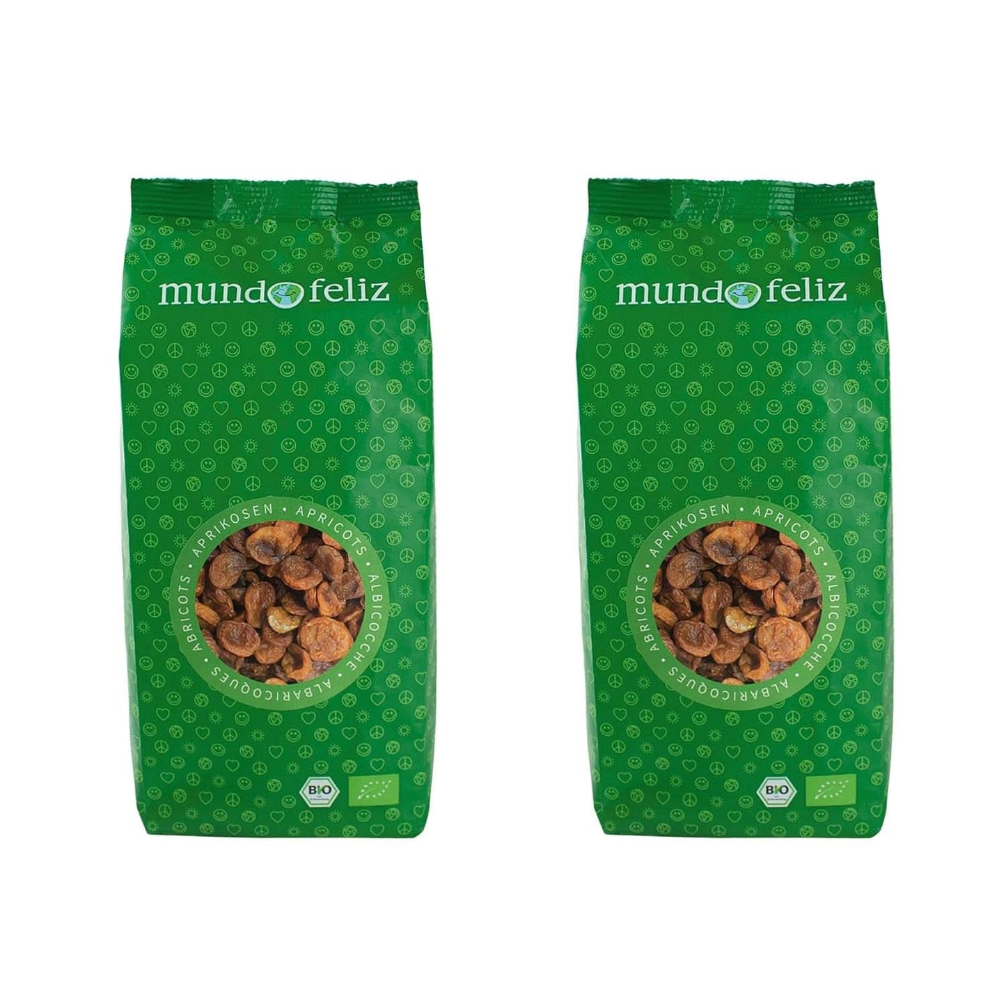 Mundo Feliz, Abricots secs avec noyaux issus de l'agriculture biologique, 2 x 500 grammes Naty Shop produits déshydratés 2 x 500 grammes