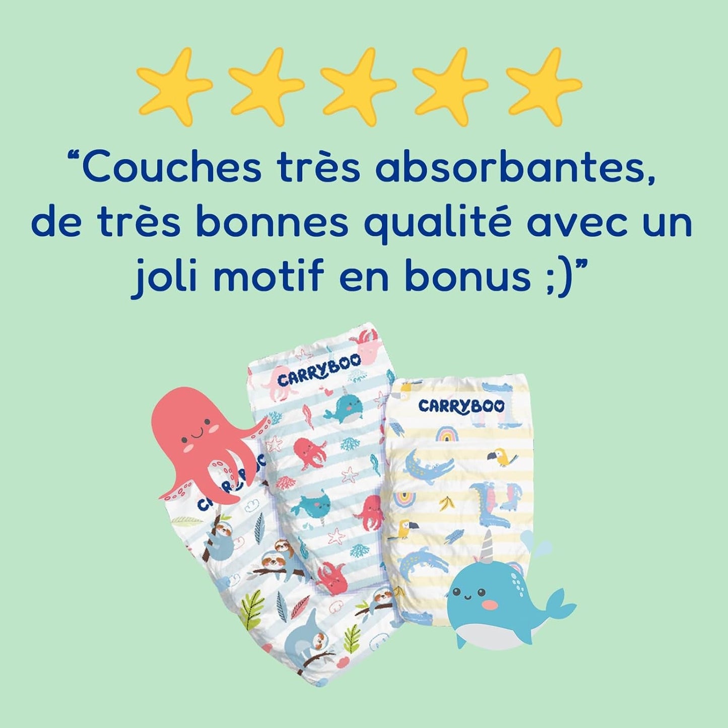 - Taille de couche 4+ 9-20 kg – Ökologische Babywaidern – natürliche Babypflege, hypoallergen, ohne Parfüm und auslaufsicher – hermestellung in Frankreich – 126 couches jetables – 1 mois