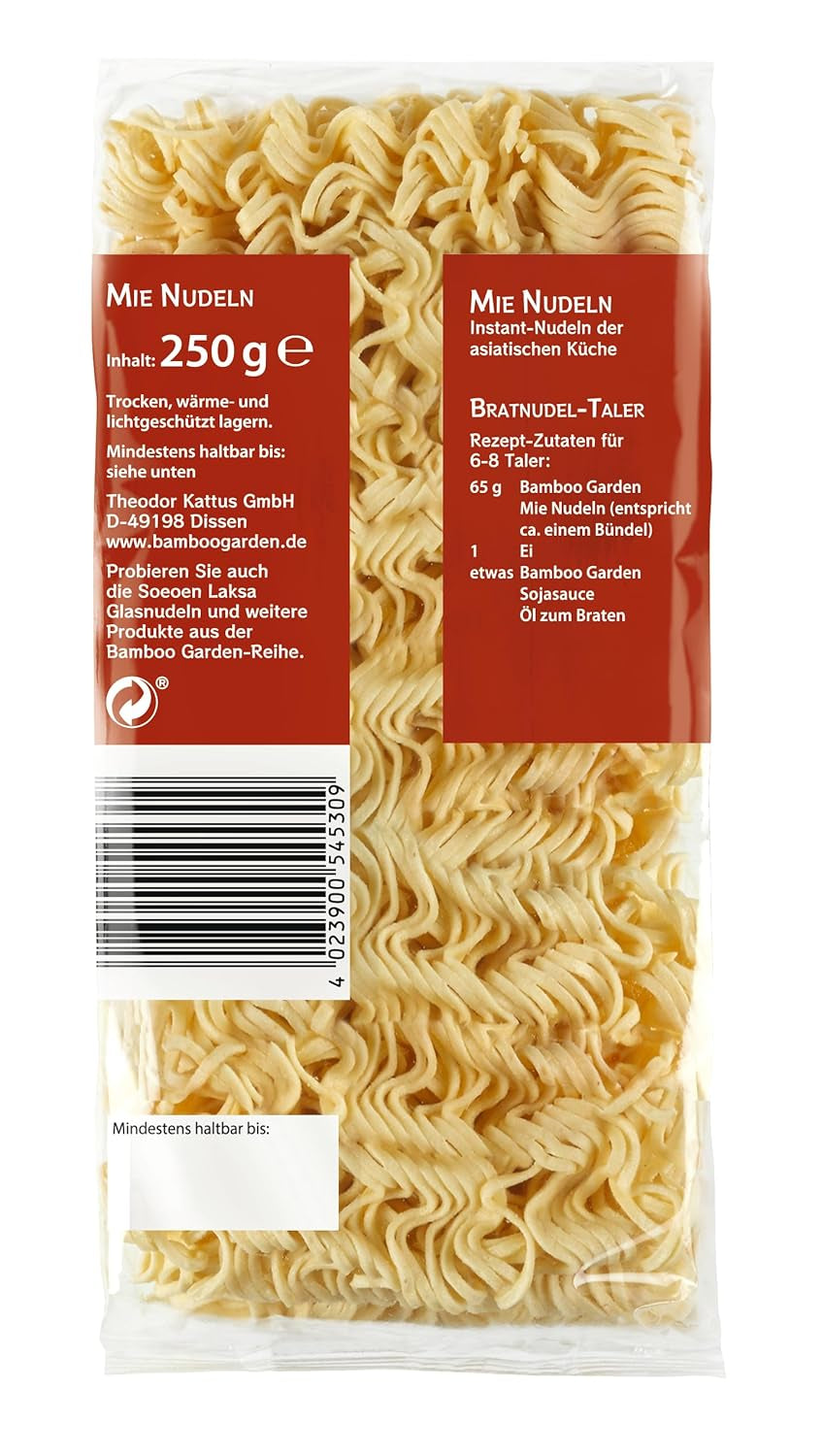 Jardin de Bambou - Nouilles Mie | Nouilles instantanées pour la cuisine asiatique | Idéal pour les plats au wok ou les soupes Vegans | Sachet de 250g
