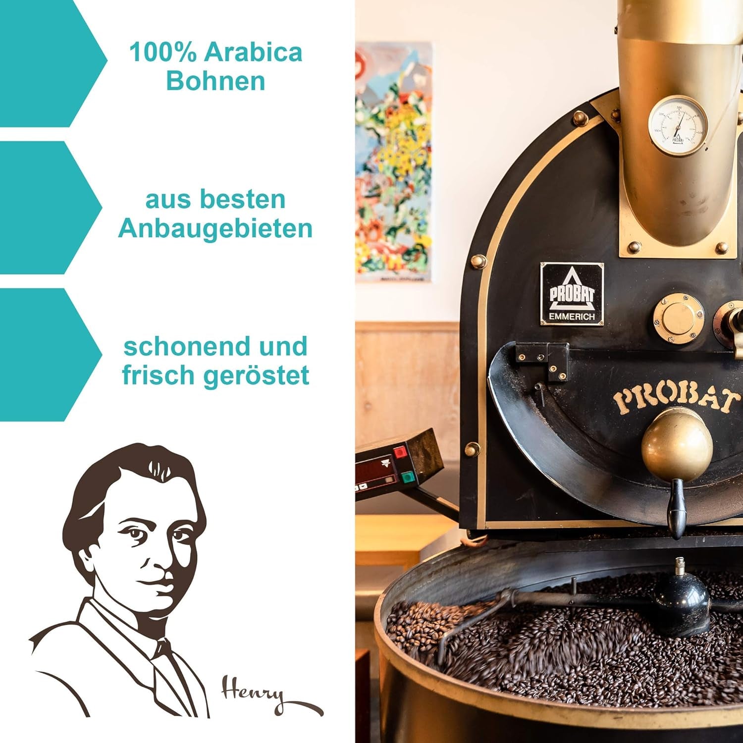 Henry's Hazelnut Coffee 1000g - Café gastronomique raffiné aux saveurs les plus raffinées - torréfié artisanalement - grains de café de qualité supérieure
