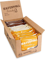 Hafervoll Porridge2go Beurre de cacahuète et noix, 13 barres x 55 g - Snack végétalien, biologique, sans gluten, sans sucre ajouté, avec avoine, dattes et bonbons au quinoa
