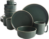 Zuma Ménagère ronde 16 pièces, assiettes, bols, tasses, couverts, service pour quatre (16 pièces), vert