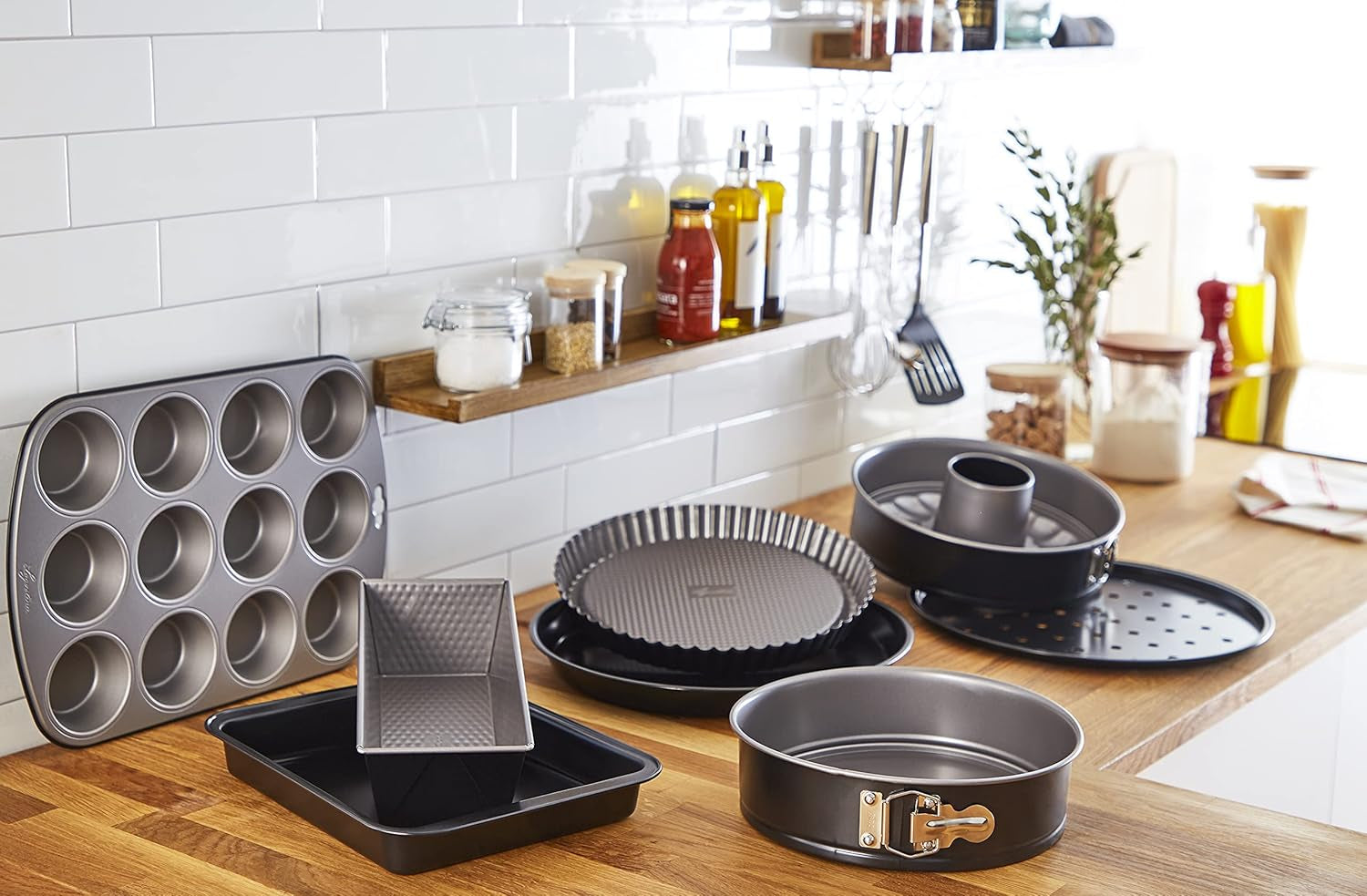 Gustosa Backform 12 Muffin Aus Stahl, Antihaftbeschichte, Für Backofen, Schwarz, 38 X 27 Cm Moules et plaques pour la pâtisserie Naty Shop