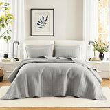 Comfort Spaces Kienna Parure de lit de luxe avec double couture, couverture d'été, légère, douce, toute l'année, taie d'oreiller assortie, blanc, couverture pour lits king size (264,2 x 228,6 cm), couettes et couettes Naty Shop, couvre-lit surdimensionné gris (120 x 118 cm)