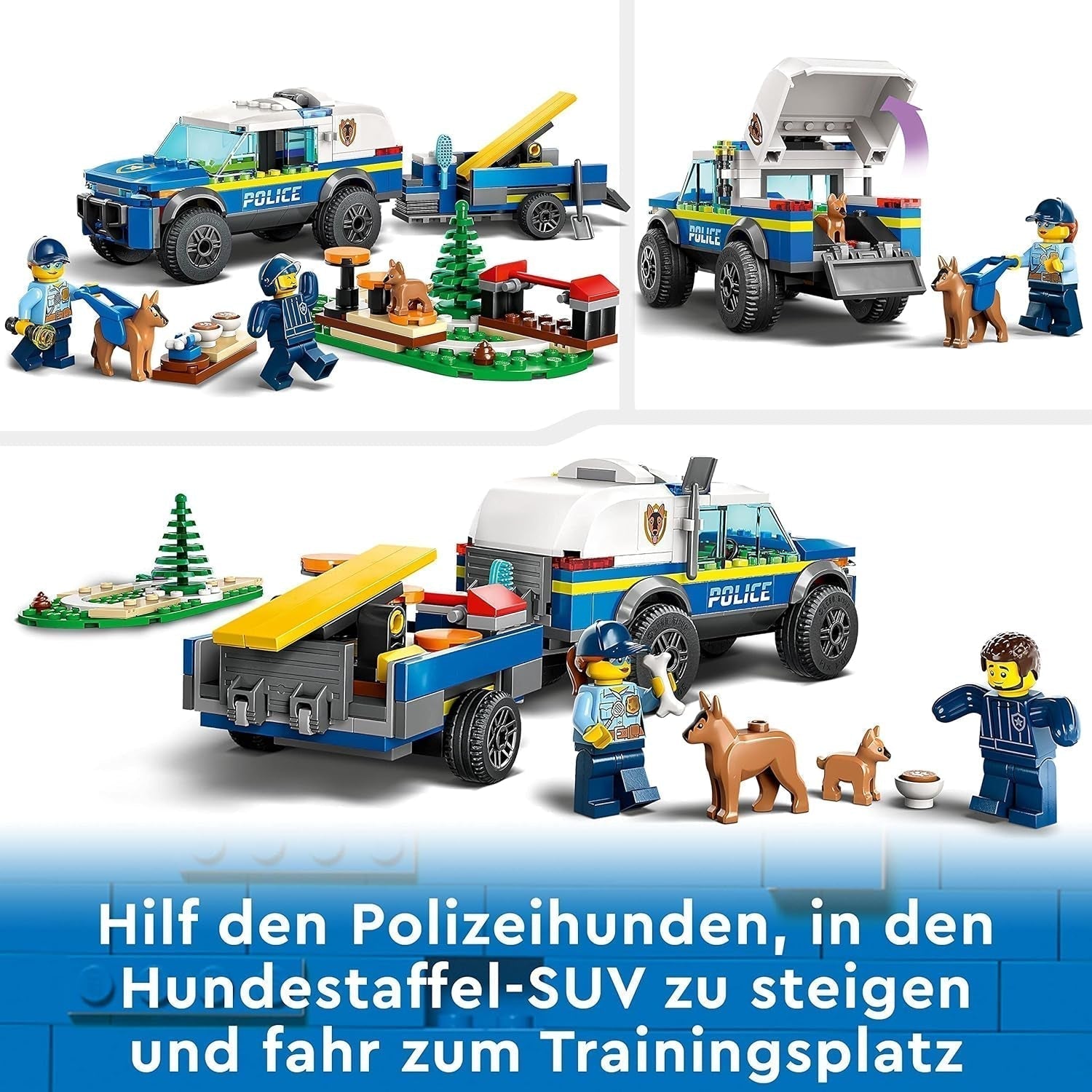LEGO 60369 City Mobile Police Dog Training, voiture de police jouet avec remorque, figurines de chien et de chiot, ensemble d'animaux pour enfants à partir de 5 ans Besuche den LEGO-Store