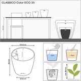 Jardinière LECHUZA Classico Couleur ECO 35 Gris Foncé | Jardinière avec système d'arrosage et indicateur de niveau d'eau | Fabriqué à partir de plastique 100 % recyclé | Finition mate | Ø 34,5 x 32,5 cm | 18935