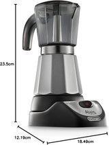 De'Longhi Alicia Plus EMKM6.B Moka Pot (rotatif à 360°, 550 W) Argent-Noir
