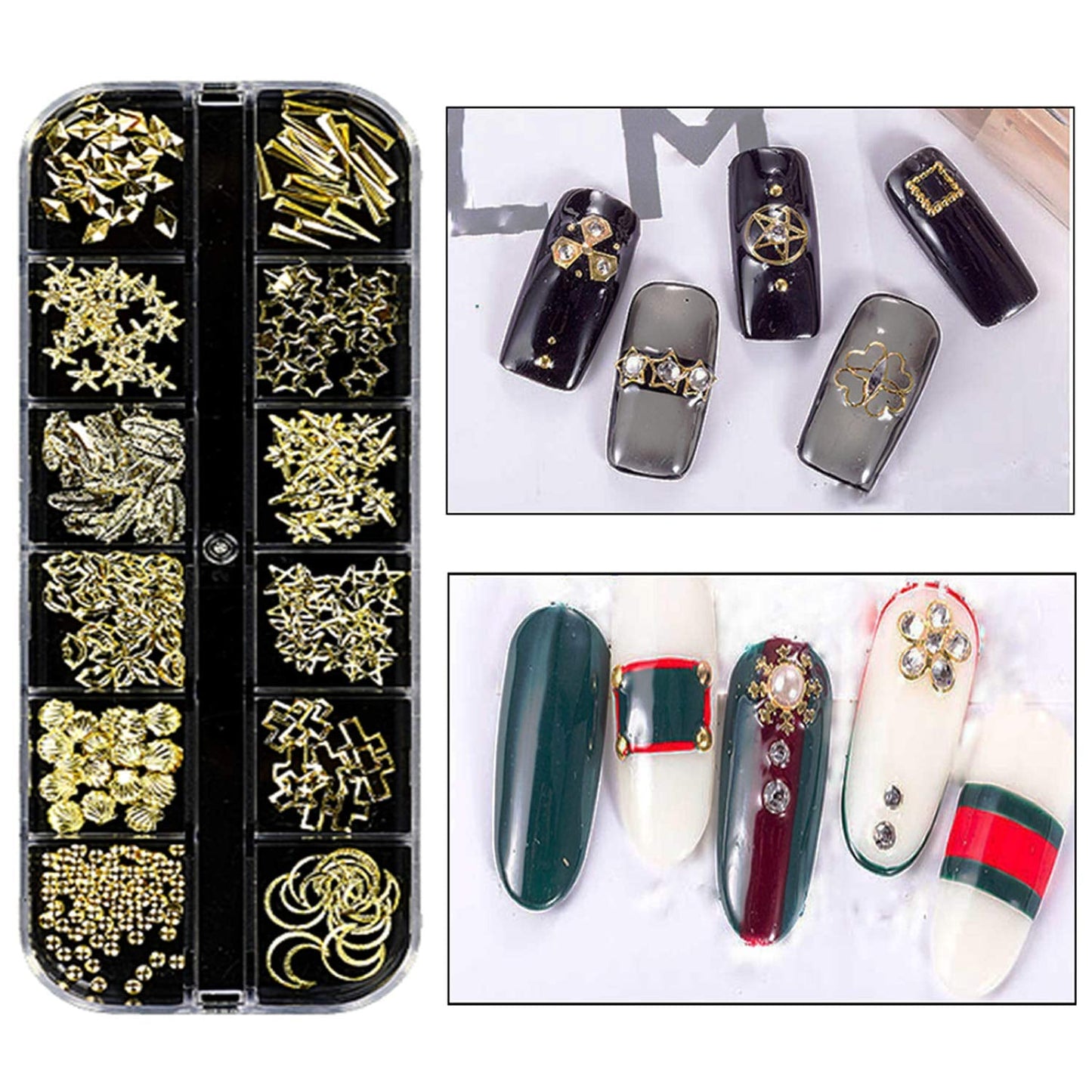 8 boîtes Nail Art Strass Kit - Nail Art Gemischt Strass Set, Nagel Kunst Strasssteine ​​​​Gems Perlen Edelsteine ​​​​Bunt Pferdeaugen Strass pour Nageldesign Zubehör Mit 1 Pinzetten et 1 Strass Picker pour DIY