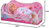 Simba 105140020 - Poupée au corps doux My Love Baby Talk avec des yeux endormis dans une jolie robe qui fait 24 sons de bébé Poupée bébé de 30 cm à partir de 2 ans Blanc Rose Naty Shop Dolls